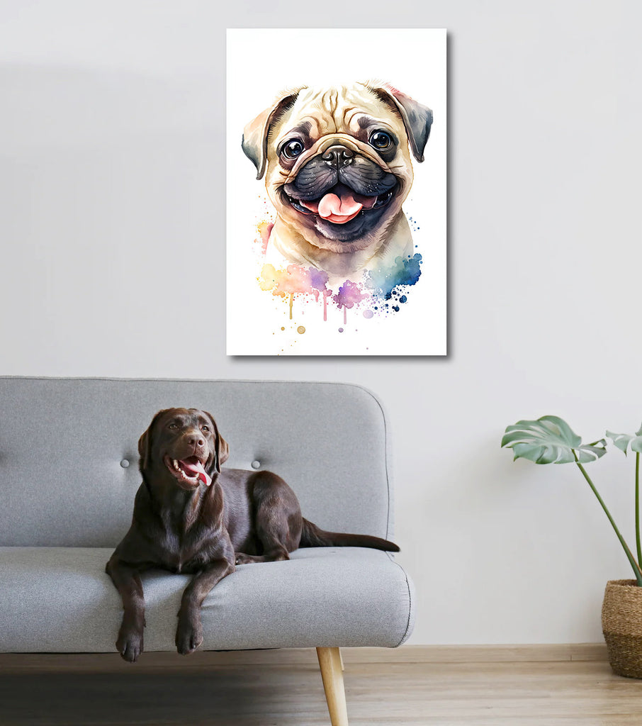 Pug Dog Watercolor Print Cute Pet Keepsake Wall Art Dog Lover Gift Adorable Canine Home Decor for Puppy Dog Lovers!