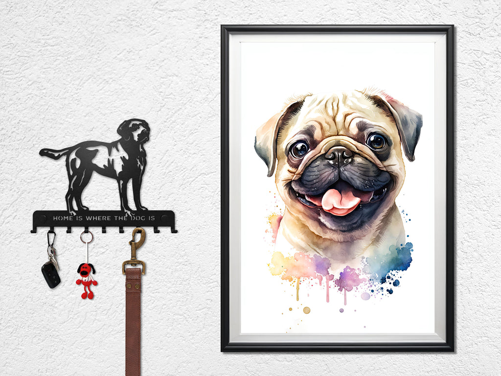 Pug Dog Watercolor Print Cute Pet Keepsake Wall Art Dog Lover Gift Adorable Canine Home Decor for Puppy Dog Lovers!