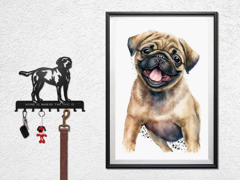 Pug Dog Watercolor Print Cute Pet Keepsake Wall Art Dog Lover Gift Adorable Canine Home Decor for Puppy Dog Lovers!