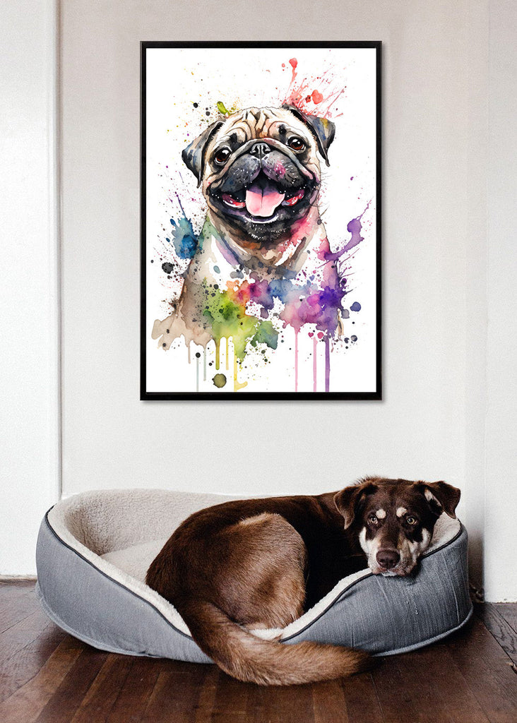 Pug Dog Watercolor Print Cute Pet Keepsake Wall Art Dog Lover Gift Adorable Canine Home Decor for Puppy Dog Lovers!