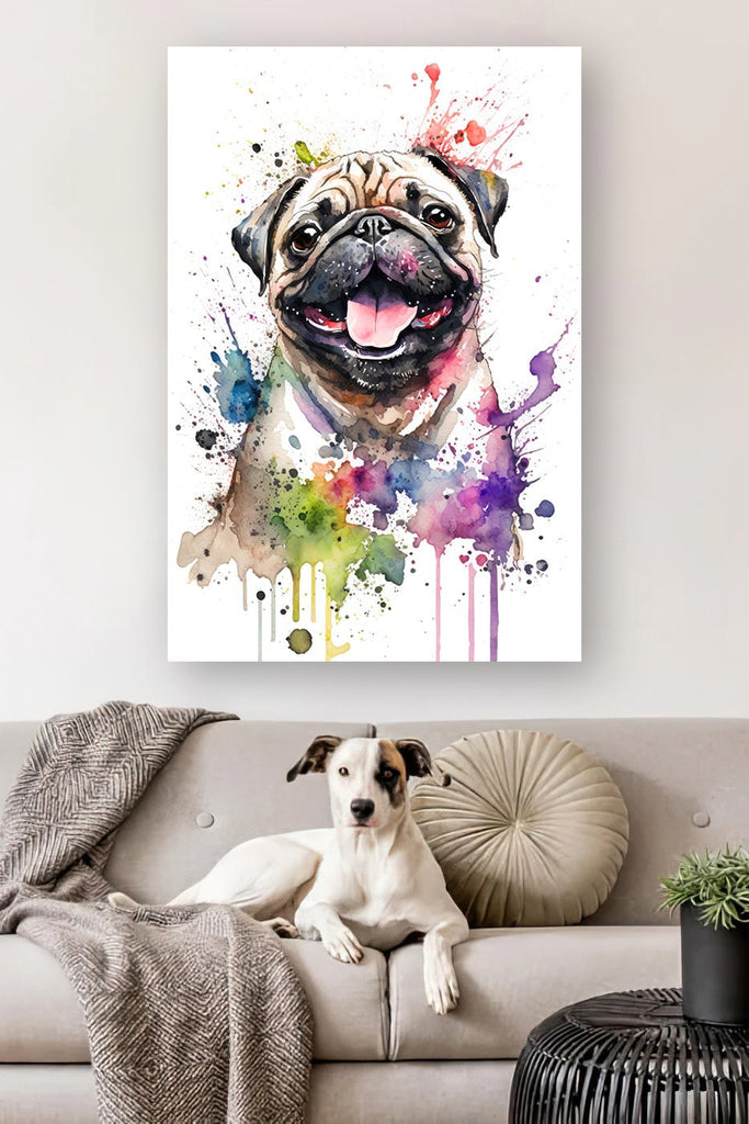 Pug Dog Watercolor Print Cute Pet Keepsake Wall Art Dog Lover Gift Adorable Canine Home Decor for Puppy Dog Lovers!