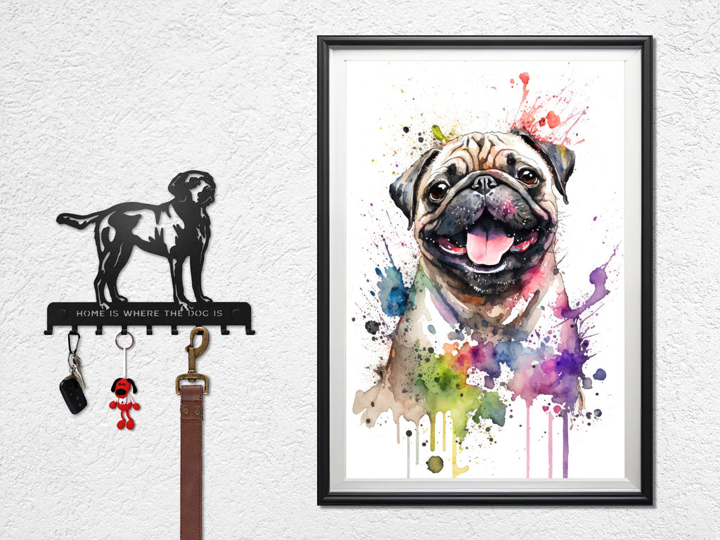 Pug Dog Watercolor Print Cute Pet Keepsake Wall Art Dog Lover Gift Adorable Canine Home Decor for Puppy Dog Lovers!