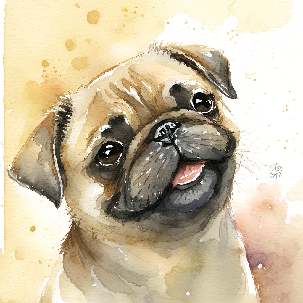 Pug Dog Watercolor Print Cute Pet Keepsake Wall Art Dog Lover Gift Adorable Canine Home Decor for Puppy Dog Lovers!