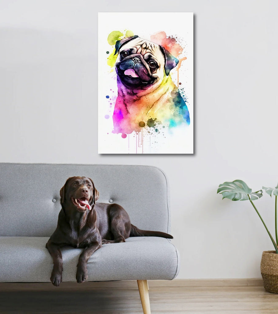 Pug Dog Watercolor Print Cute Pet Keepsake Wall Art Dog Lover Gift Adorable Canine Home Decor for Puppy Dog Lovers!