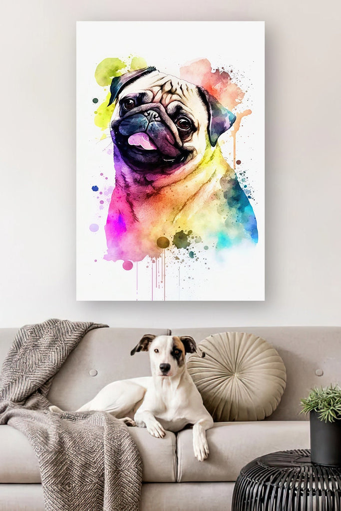 Pug Dog Watercolor Print Cute Pet Keepsake Wall Art Dog Lover Gift Adorable Canine Home Decor for Puppy Dog Lovers!