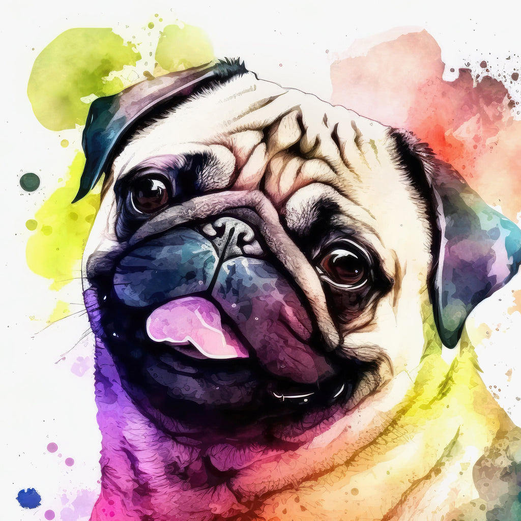 Pug Dog Watercolor Print Cute Pet Keepsake Wall Art Dog Lover Gift Adorable Canine Home Decor for Puppy Dog Lovers!