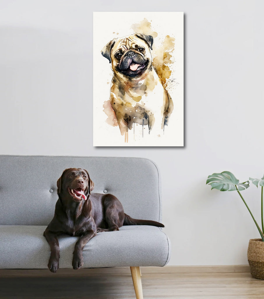 Pug Dog Watercolor Print Cute Pet Keepsake Wall Art Dog Lover Gift Adorable Canine Home Decor for Puppy Dog Lovers!