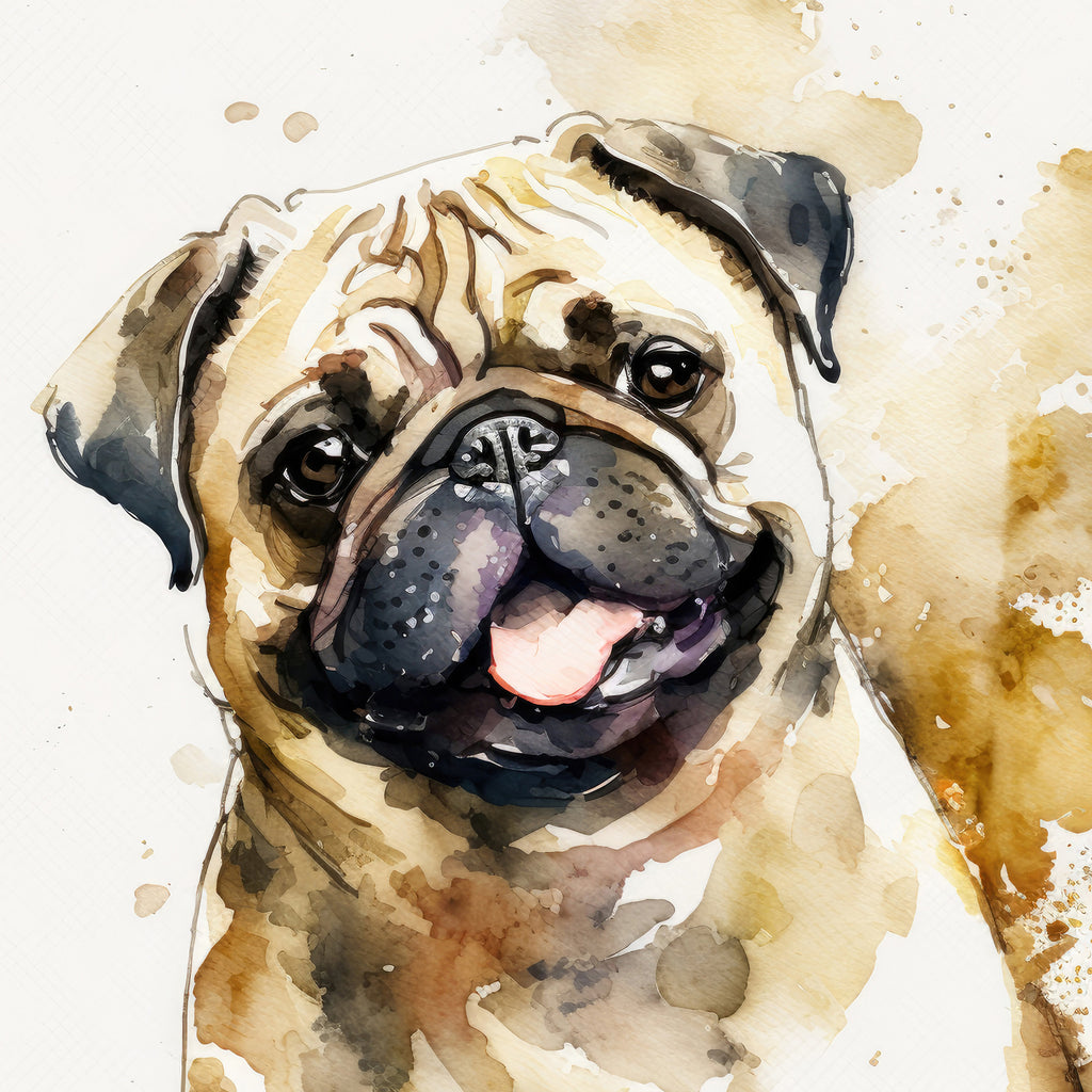 Pug Dog Watercolor Print Cute Pet Keepsake Wall Art Dog Lover Gift Adorable Canine Home Decor for Puppy Dog Lovers!