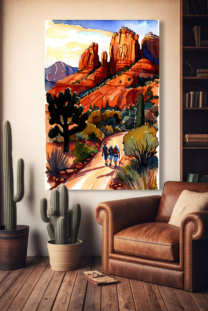 Watercolor Sedona Arizona Sunset Art Print Southwest Wall Art Landscape Gift Desert Home Western Decor