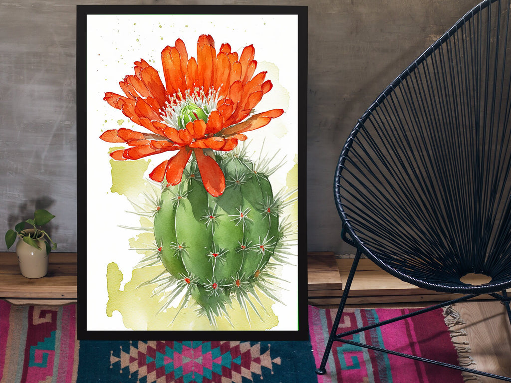 Cactus Plant Flower Print Watercolor Painting Botanical Wall Art Southwest Artwork Gift Rustic Desert Home Decor