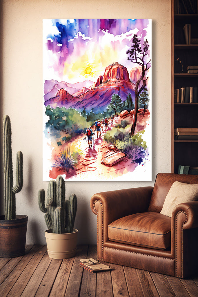 Watercolor Sedona Arizona Sunset Art Print Southwest Wall Art Landscape Gift Desert Home Western Decor