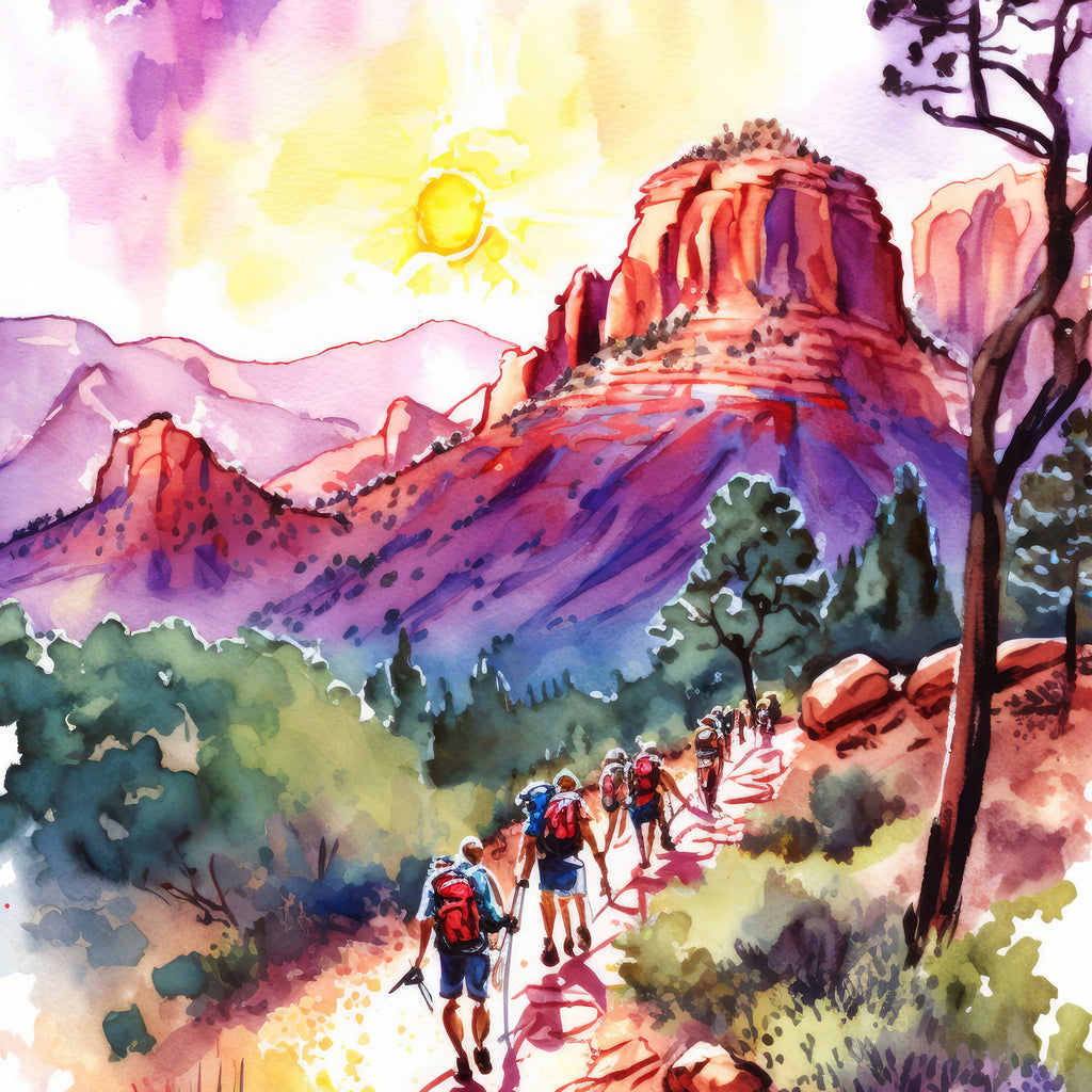 Watercolor Sedona Arizona Sunset Art Print Southwest Wall Art Landscape Gift Desert Home Western Decor