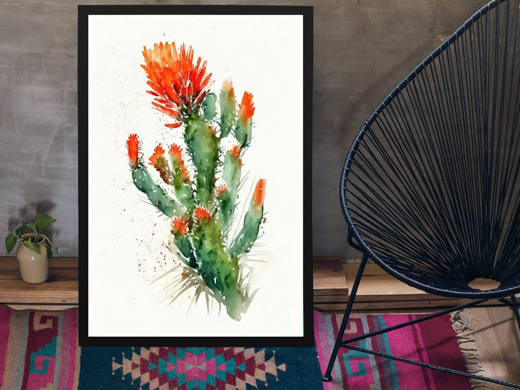 Cactus Plant Flower Print Watercolor Painting Botanical Wall Art Southwest Artwork Gift Rustic Desert Home Decor