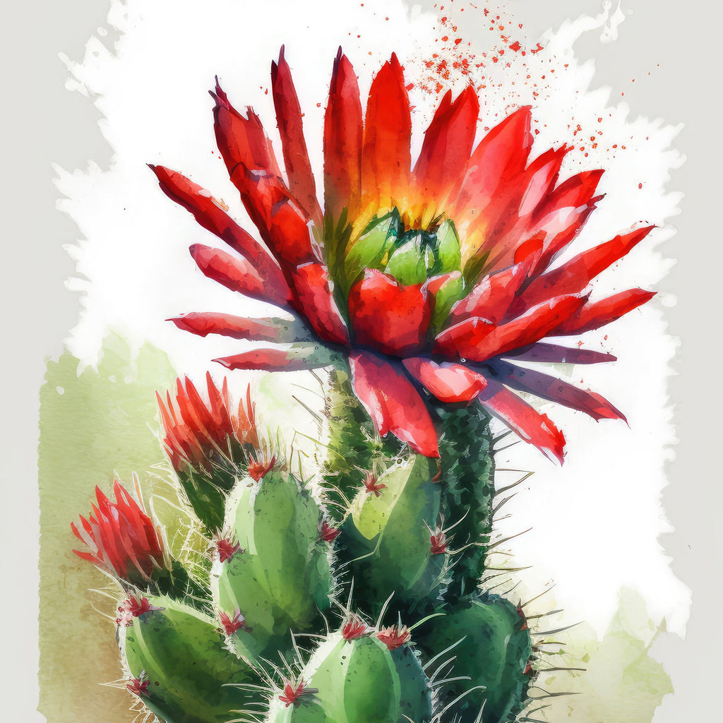 Cactus Plant Flower Print Watercolor Painting Botanical Wall Art Southwest Artwork Gift Rustic Desert Home Decor