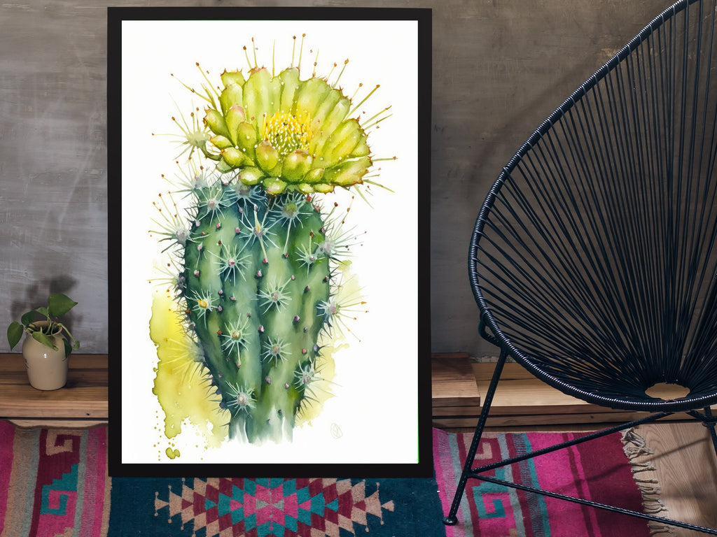 Cactus Plant Flower Print Watercolor Painting Botanical Wall Art Southwest Artwork Gift Rustic Desert Home Decor