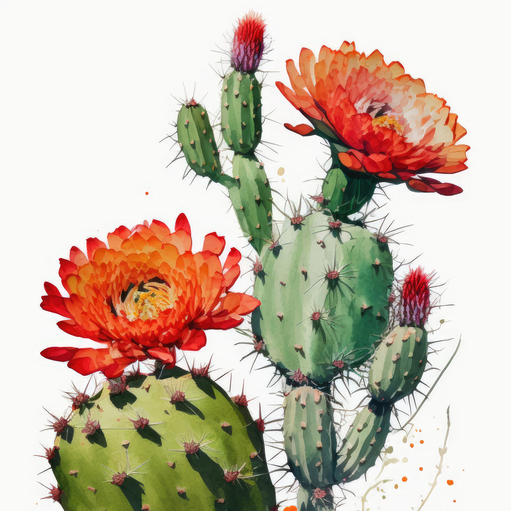 Cactus Plant Flower Print Watercolor Painting Botanical Wall Art Southwest Artwork Gift Rustic Desert Home Decor