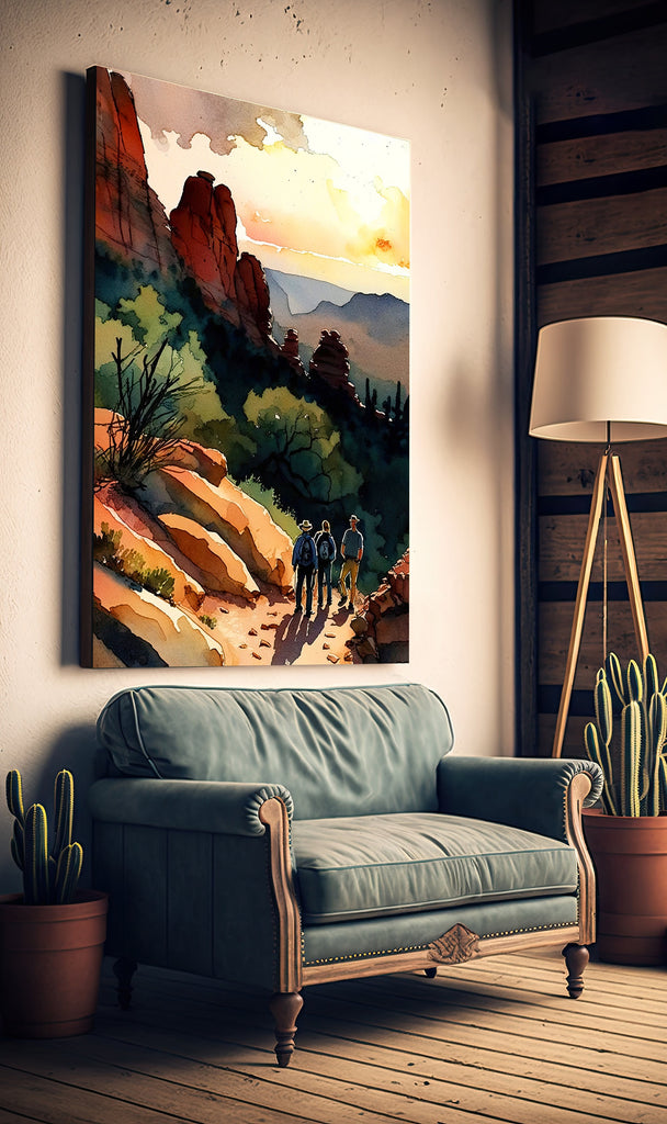 Watercolor Sedona Arizona Sunset Art Print Southwest Wall Art Landscape Gift Desert Home Western Decor