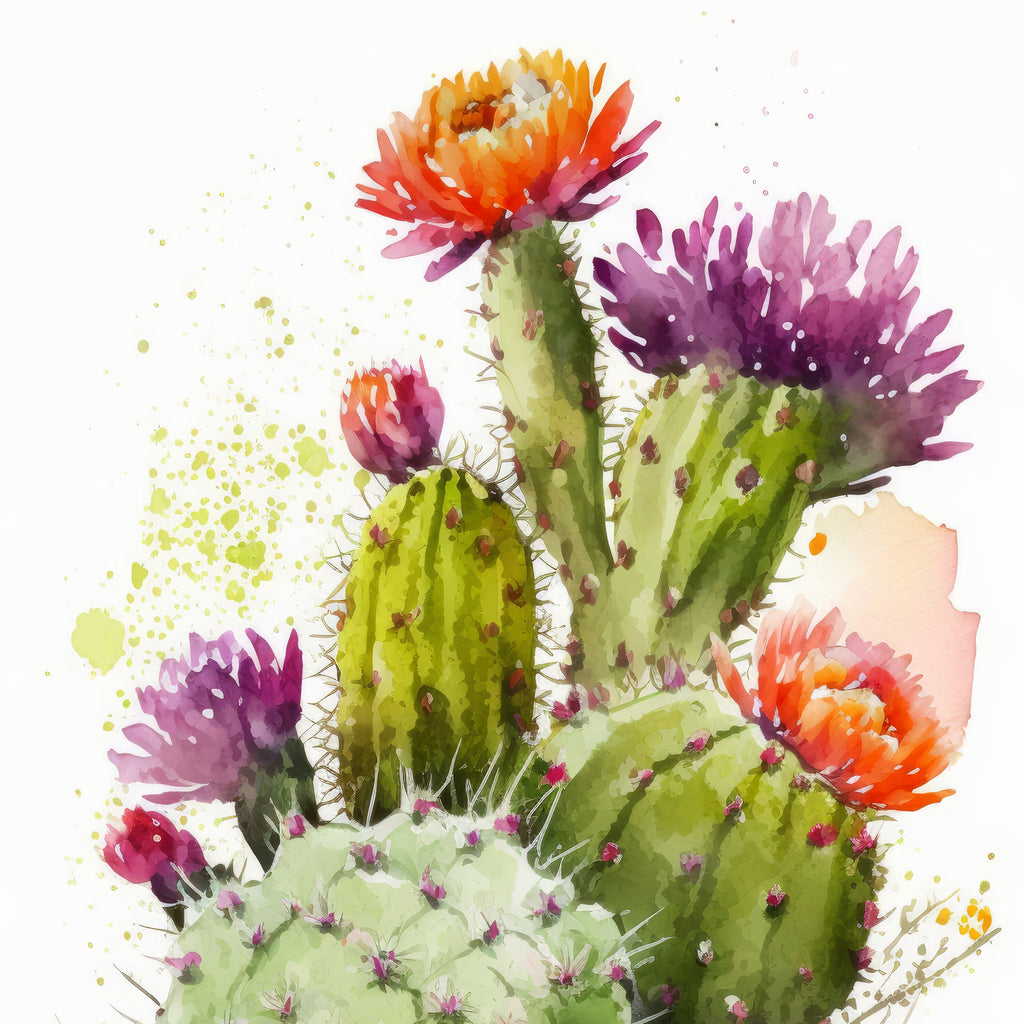 Cactus Plant Flower Print Watercolor Painting Botanical Wall Art Southwest Artwork Gift Rustic Desert Home Decor