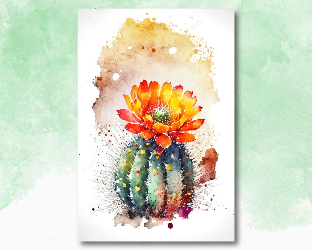 Cactus Plant Flower Print Watercolor Painting Botanical Wall Art Southwest Artwork Gift Rustic Desert Home Decor