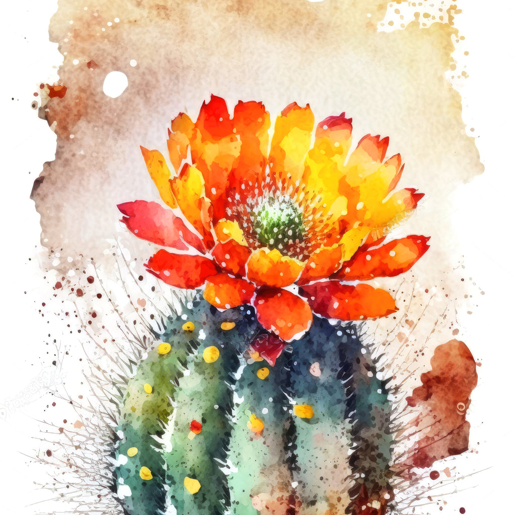 Cactus Plant Flower Print Watercolor Painting Botanical Wall Art Southwest Artwork Gift Rustic Desert Home Decor