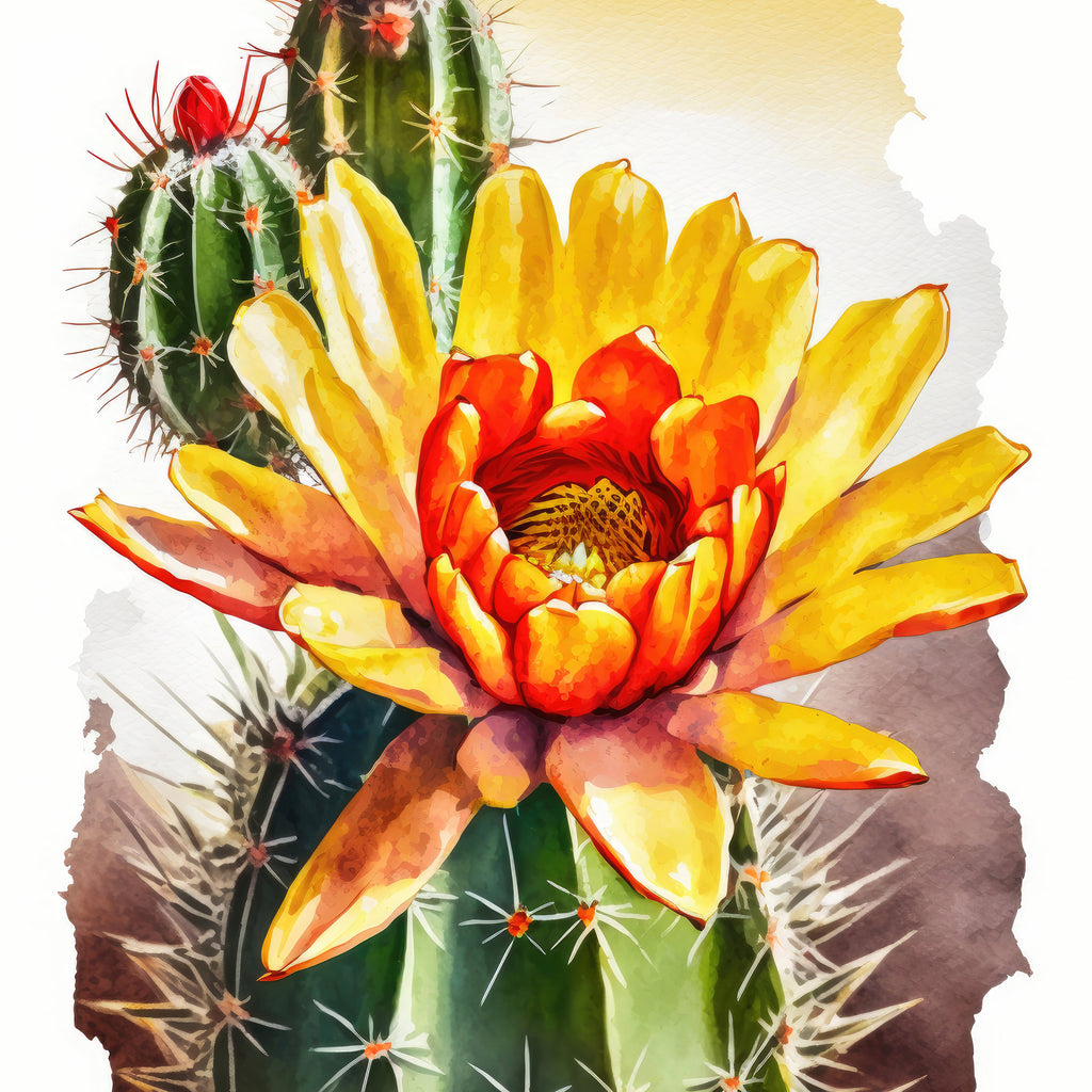 Cactus Plant Flower Print Watercolor Painting Botanical Wall Art Southwest Artwork Gift Rustic Desert Home Decor