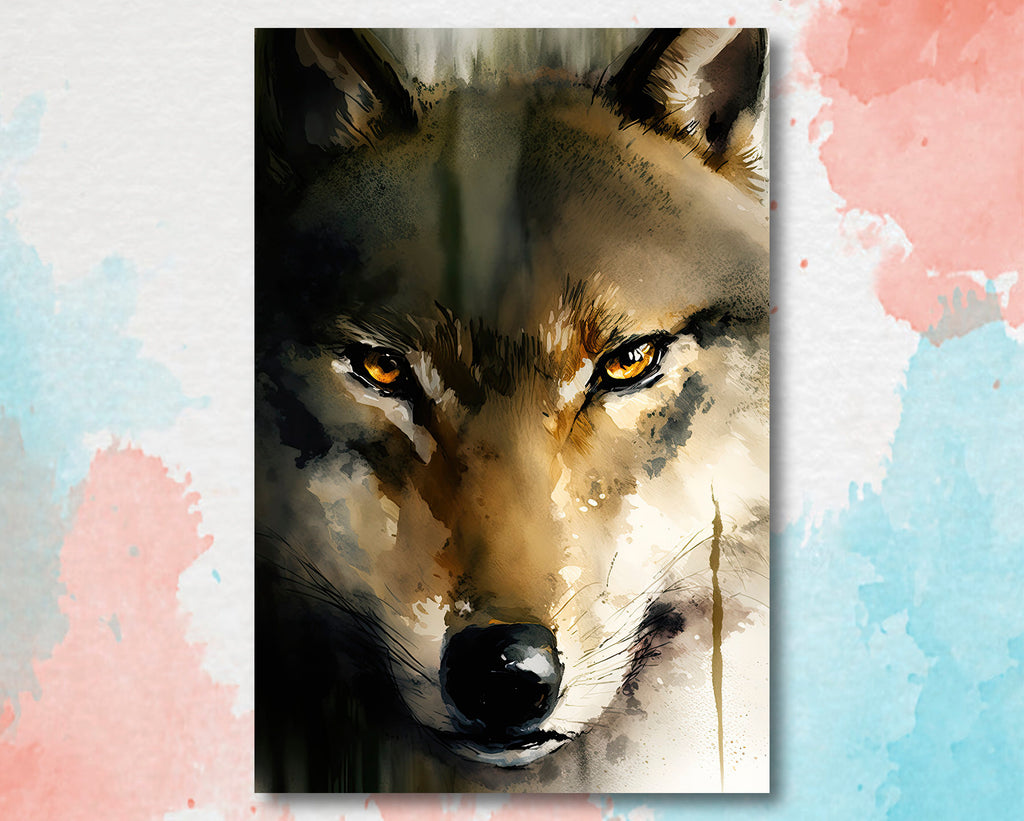 Wolf Watercolor Print Forest Wall Art Nature Wildlife Gift Wild Animal Painting Woodland Home Decor