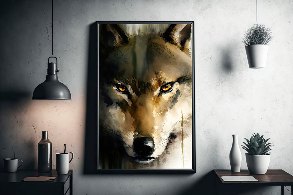 Wolf Watercolor Print Forest Wall Art Nature Wildlife Gift Wild Animal Painting Woodland Home Decor