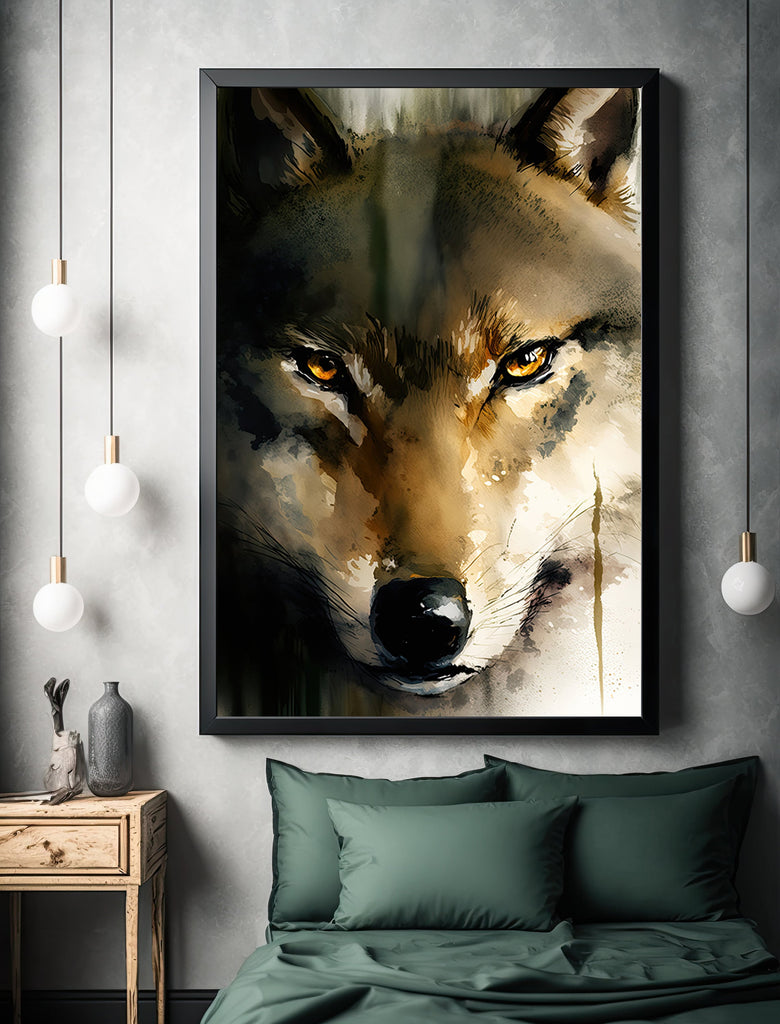 Wolf Watercolor Print Forest Wall Art Nature Wildlife Gift Wild Animal Painting Woodland Home Decor