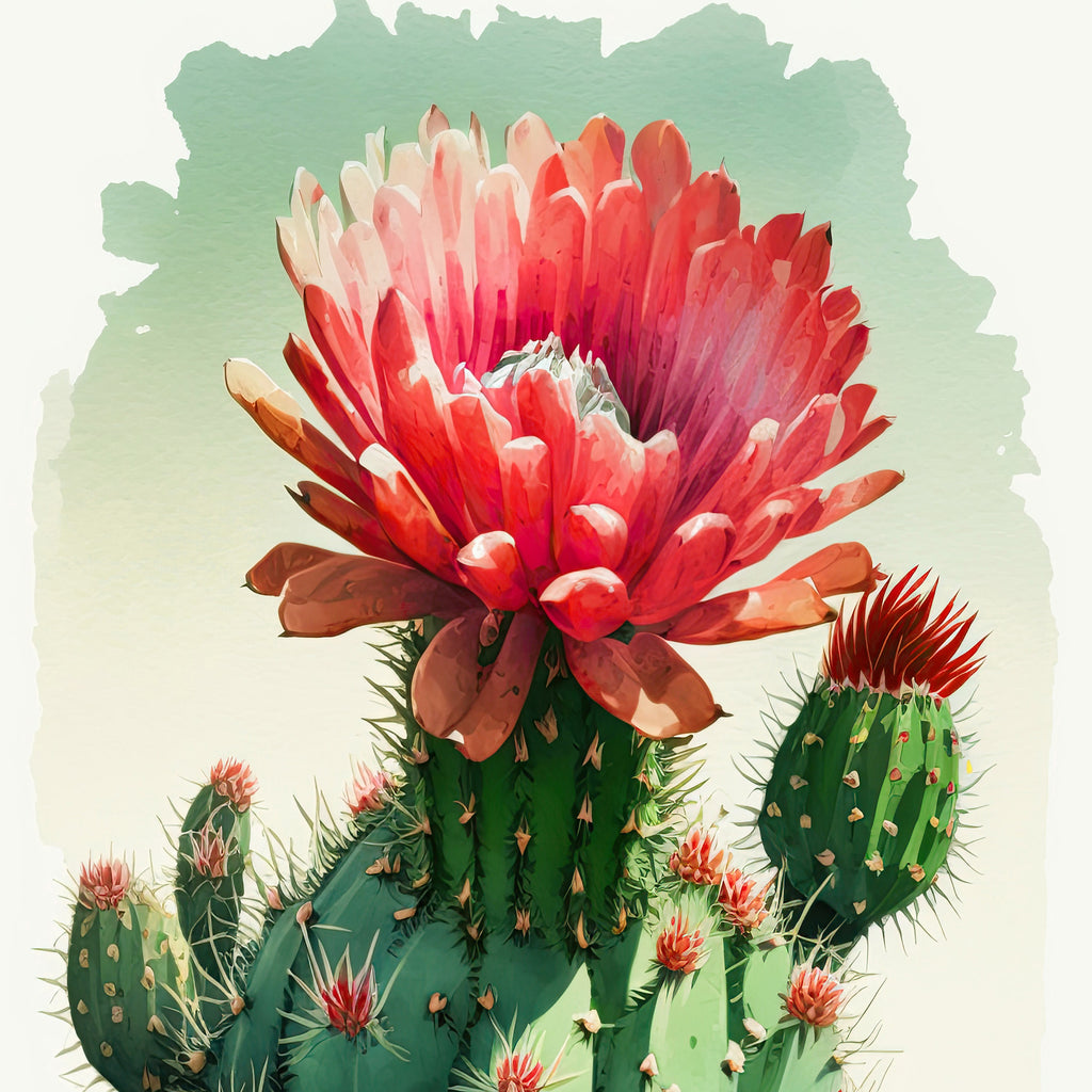 Cactus Plant Flower Print Watercolor Painting Botanical Wall Art Southwest Artwork Gift Rustic Desert Home Decor