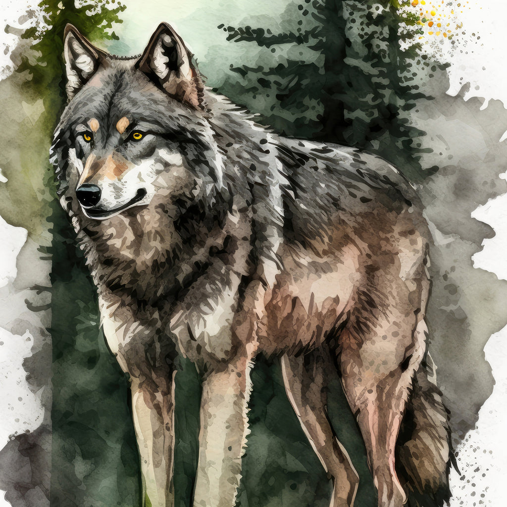 Wolf Watercolor Print Forest Wall Art Nature Wildlife Gift Wild Animal Painting Woodland Home Decor