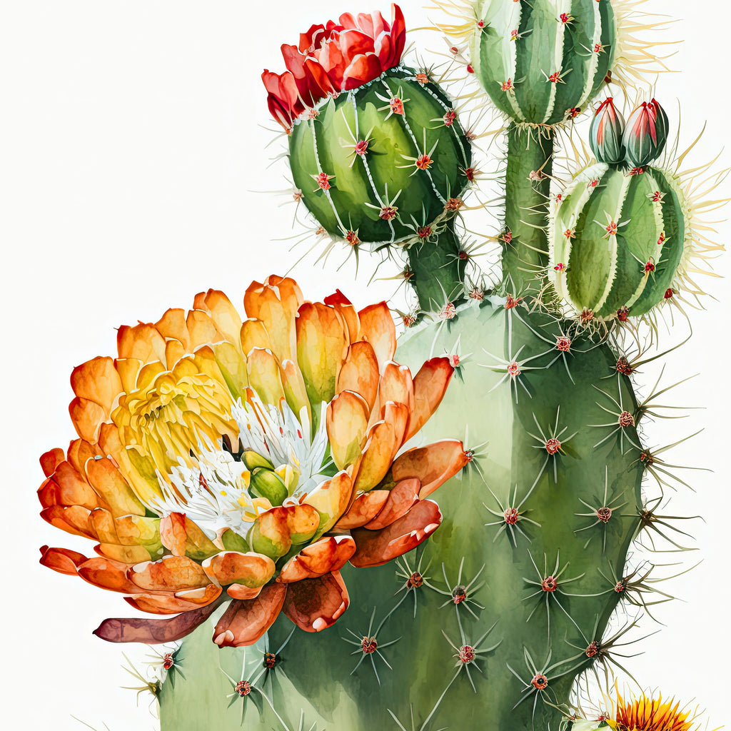 Cactus Plant Flower Print Watercolor Painting Botanical Wall Art Southwest Artwork Gift Rustic Desert Home Decor