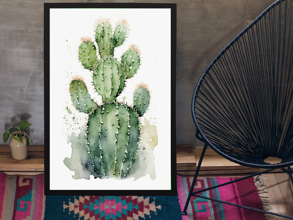 Cactus Plant Print Watercolor Painting Botanical Wall Art Southwest Artwork Gift Rustic Desert Home Decor