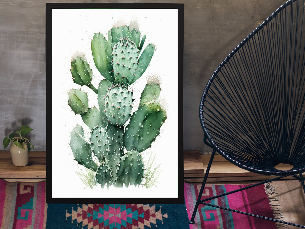 Cactus Plant Print Watercolor Painting Botanical Wall Art Southwest Artwork Gift Rustic Desert Home Decor