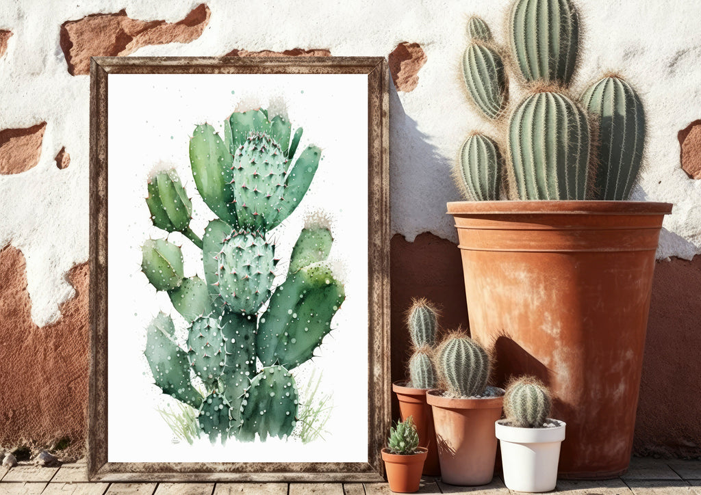 Cactus Plant Print Watercolor Painting Botanical Wall Art Southwest Artwork Gift Rustic Desert Home Decor