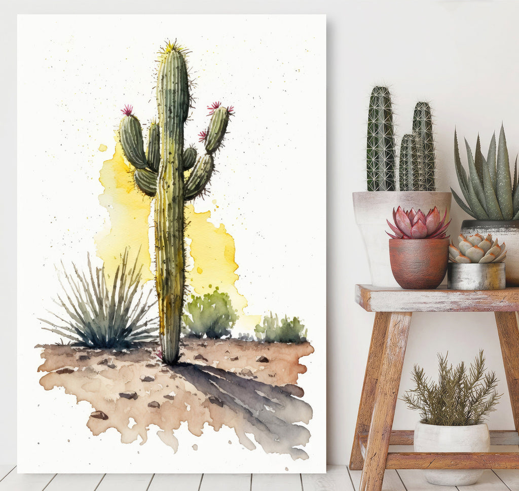 Cactus Plant Print Watercolor Painting Botanical Wall Art Southwest Artwork Gift Rustic Desert Home Decor