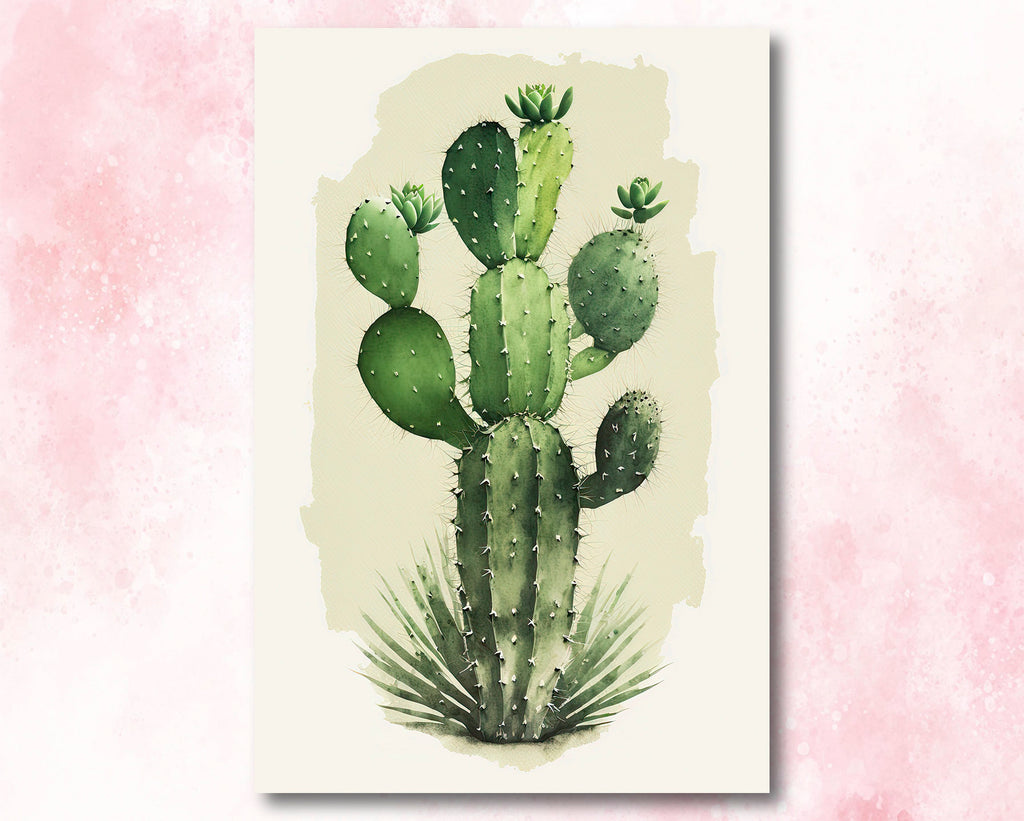 Cactus Plant Print Watercolor Painting Botanical Wall Art Southwest Artwork Gift Rustic Desert Home Decor