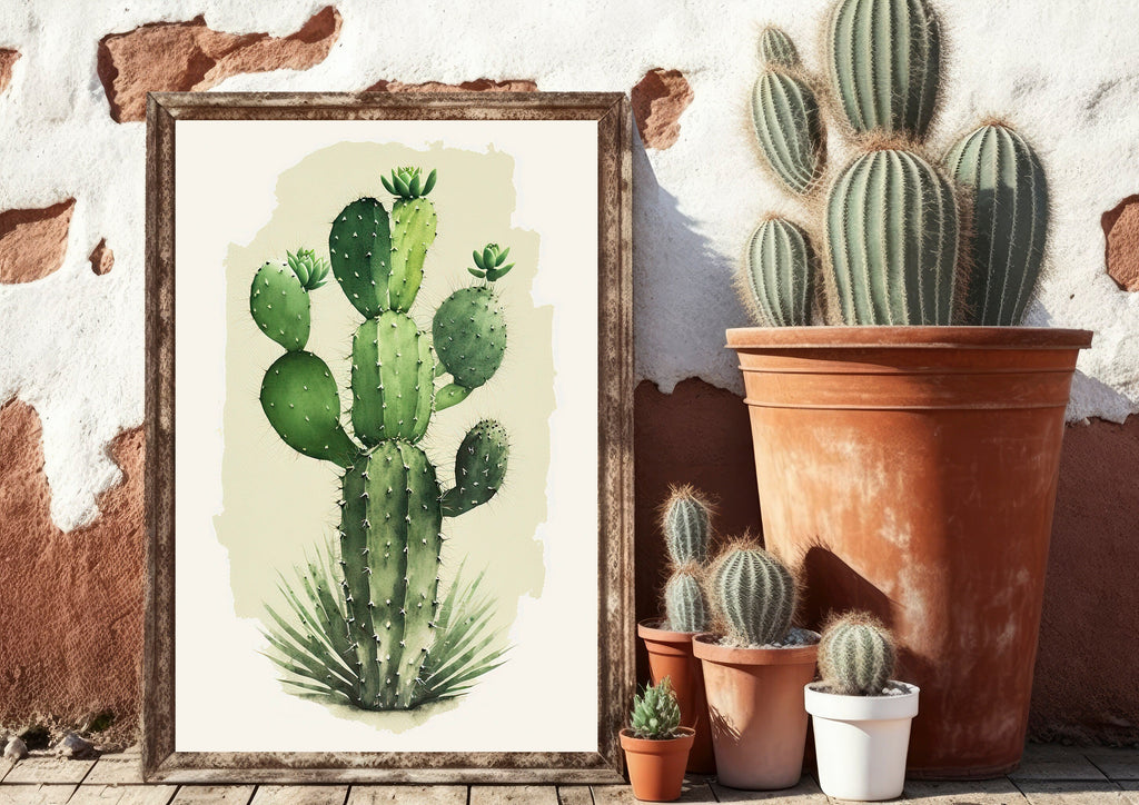 Cactus Plant Print Watercolor Painting Botanical Wall Art Southwest Artwork Gift Rustic Desert Home Decor