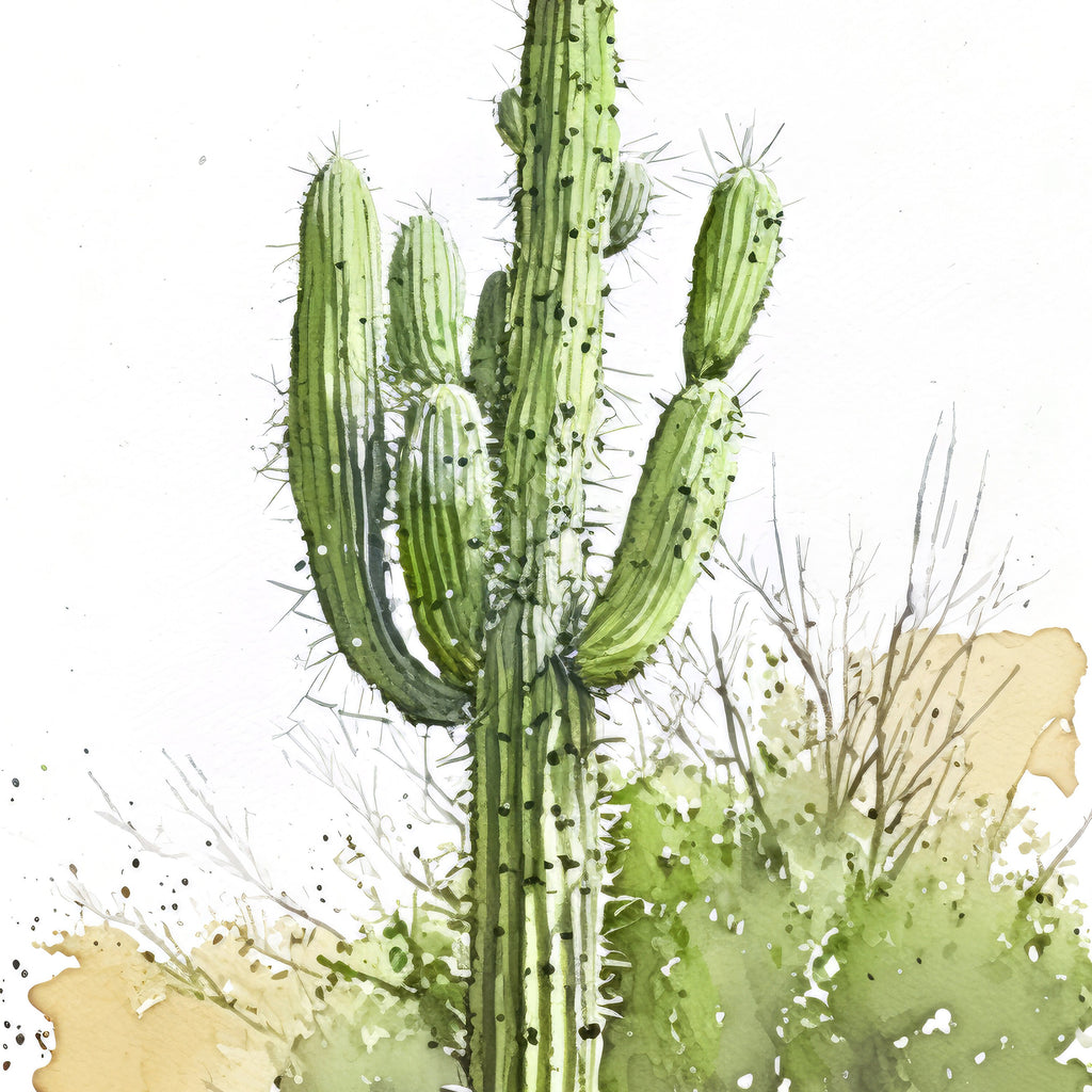 Cactus Plant Print Watercolor Painting Botanical Wall Art Southwest Artwork Gift Rustic Desert Home Decor