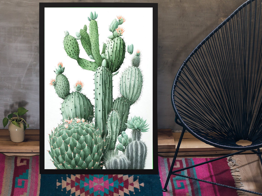 Cactus Plant Print Watercolor Painting Botanical Wall Art Southwest Artwork Gift Rustic Desert Home Decor