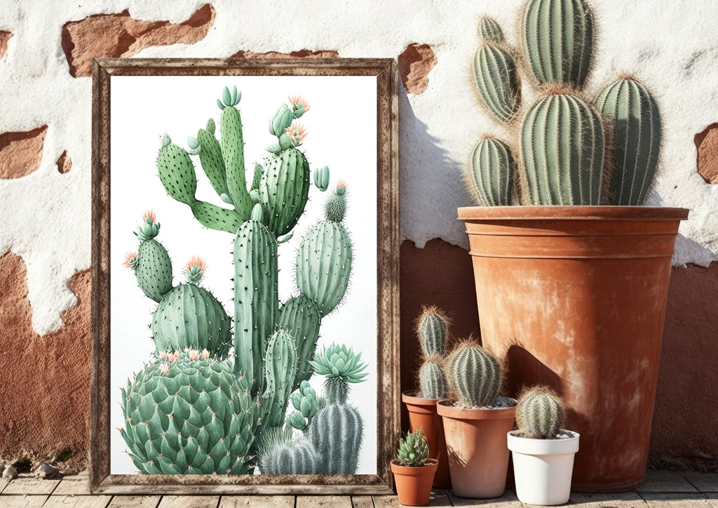 Cactus Plant Print Watercolor Painting Botanical Wall Art Southwest Artwork Gift Rustic Desert Home Decor