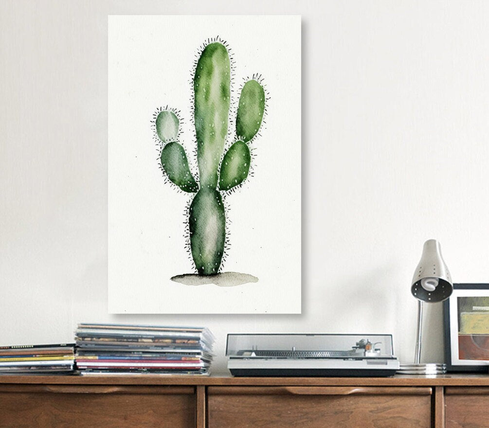 Cactus Plant Print Watercolor Painting Botanical Wall Art Southwest Artwork Gift Rustic Desert Home Decor