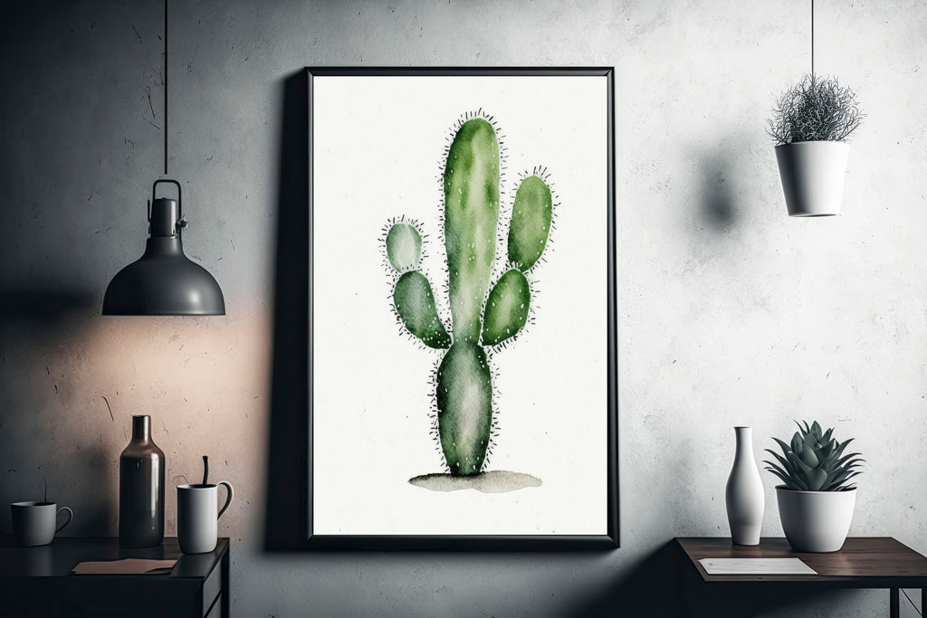 Cactus Plant Print Watercolor Painting Botanical Wall Art Southwest Artwork Gift Rustic Desert Home Decor