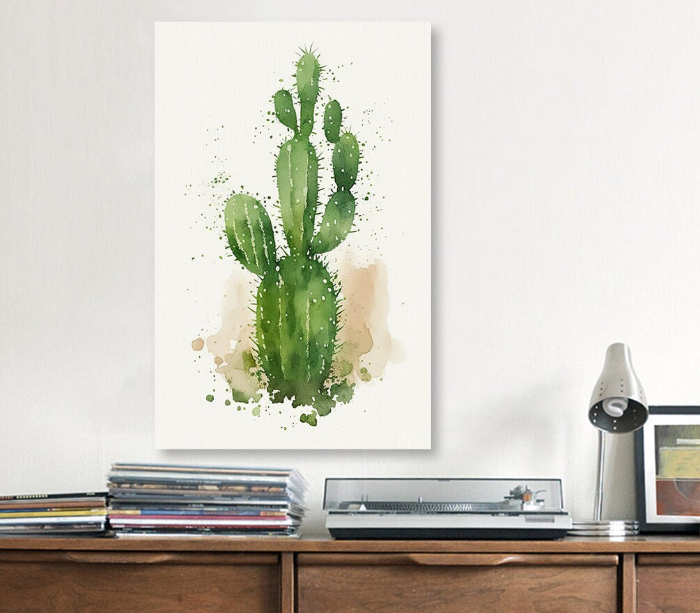 Cactus Plant Print Watercolor Painting Botanical Wall Art Southwest Artwork Gift Rustic Desert Home Decor