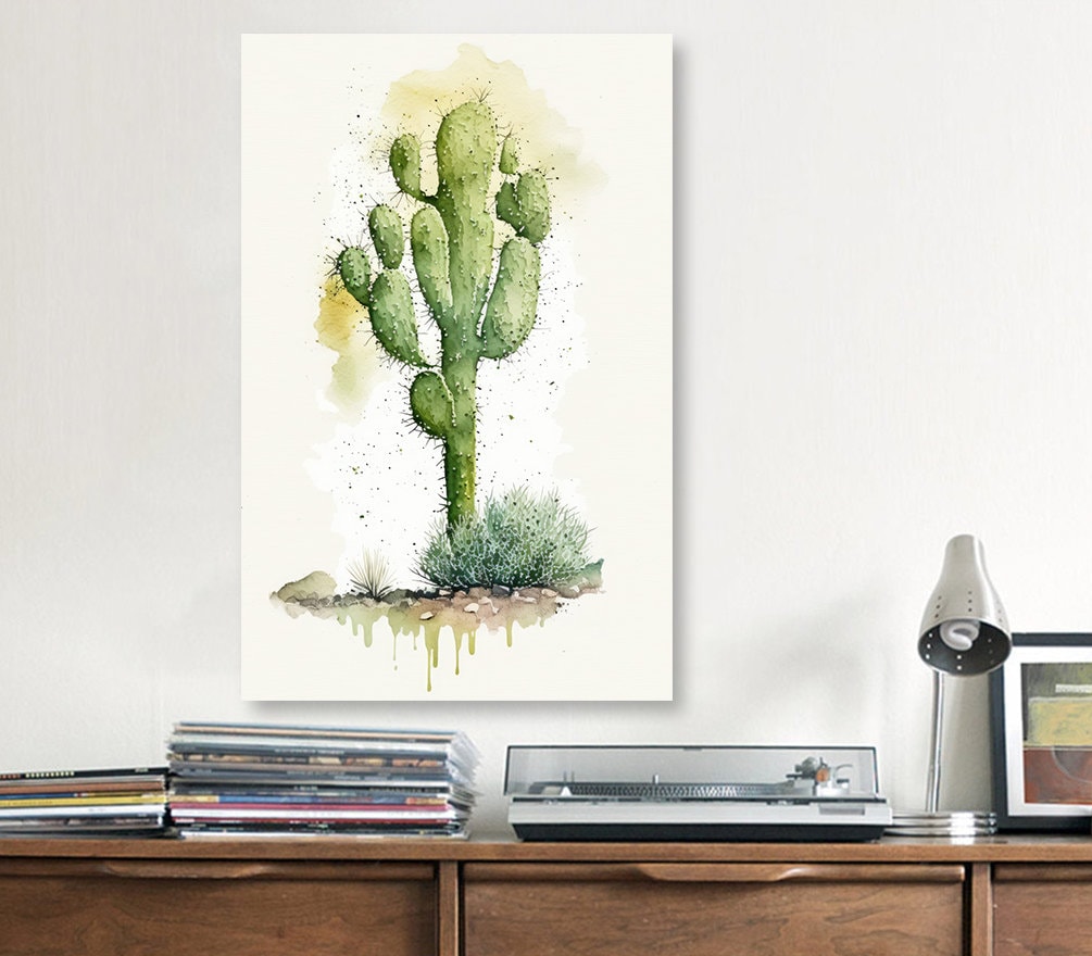 Cactus Plant Print Watercolor Painting Botanical Wall Art Southwest Artwork Gift Rustic Desert Home Decor