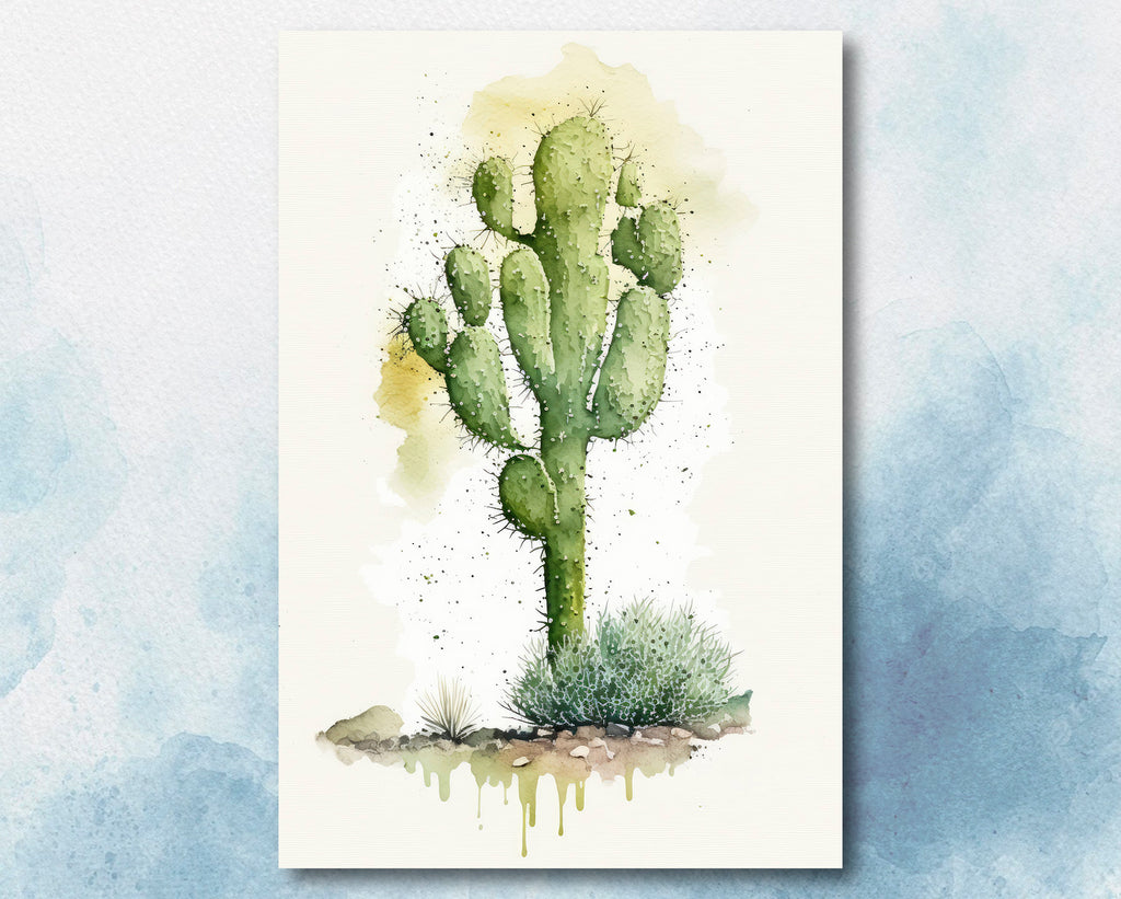 Cactus Plant Print Watercolor Painting Botanical Wall Art Southwest Artwork Gift Rustic Desert Home Decor