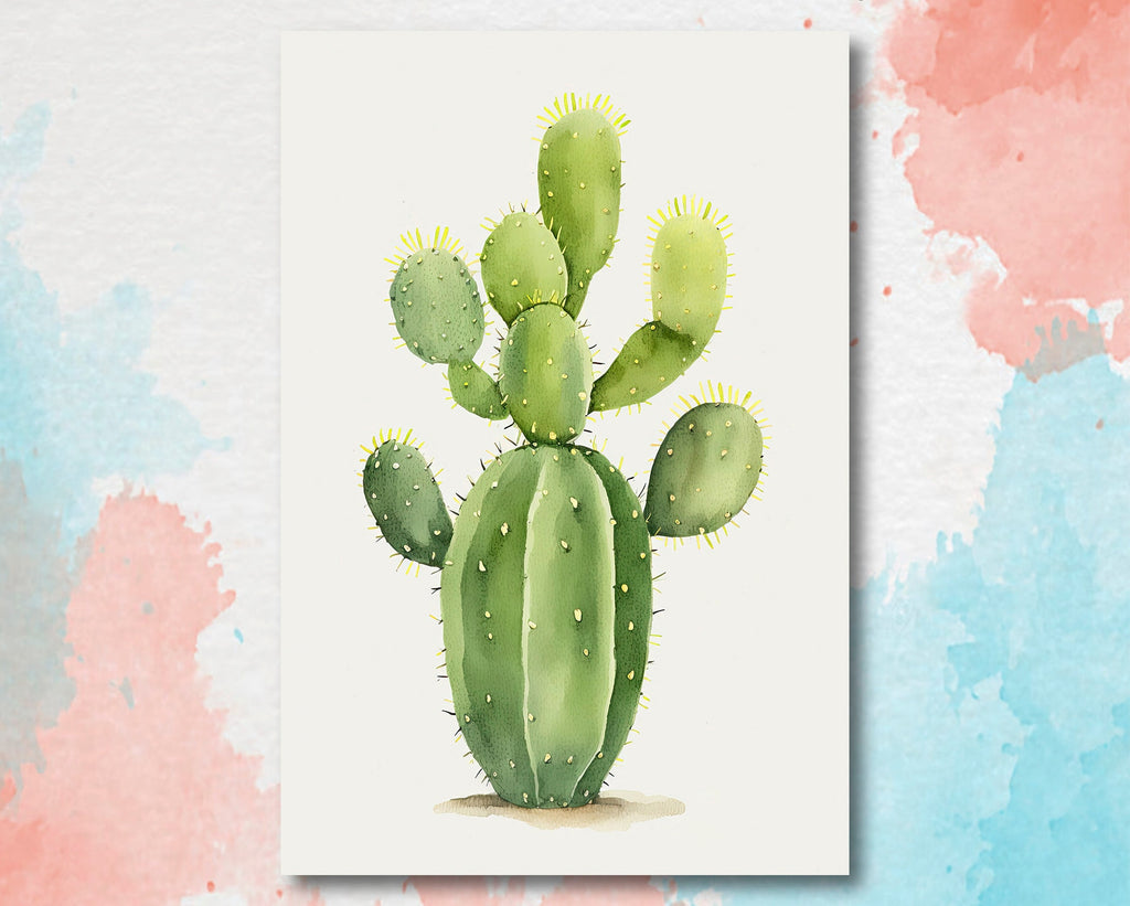 Cactus Plant Print Watercolor Painting Botanical Wall Art Southwest Artwork Gift Rustic Desert Home Decor