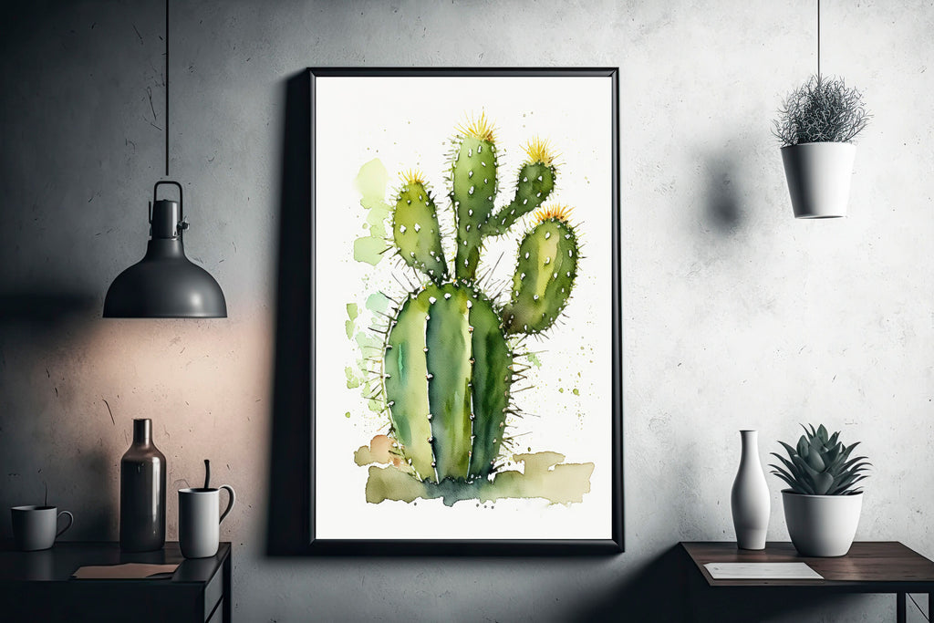 Cactus Plant Print Watercolor Painting Botanical Wall Art Southwest Artwork Gift Rustic Desert Home Decor