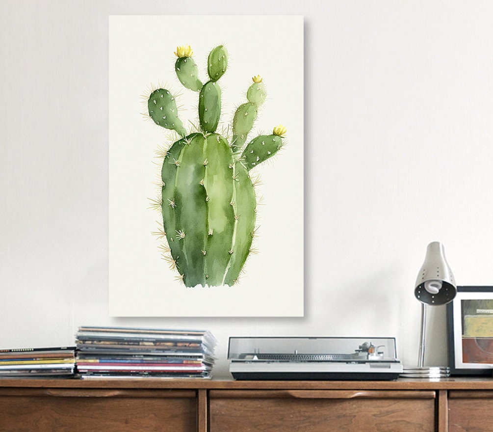 Cactus Plant Print Watercolor Painting Botanical Wall Art Southwest Artwork Gift Rustic Desert Home Decor