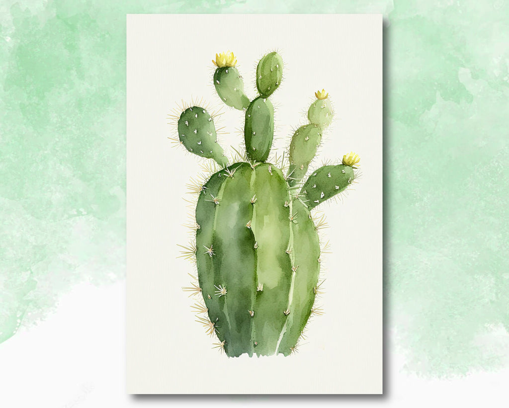 Cactus Plant Print Watercolor Painting Botanical Wall Art Southwest Artwork Gift Rustic Desert Home Decor