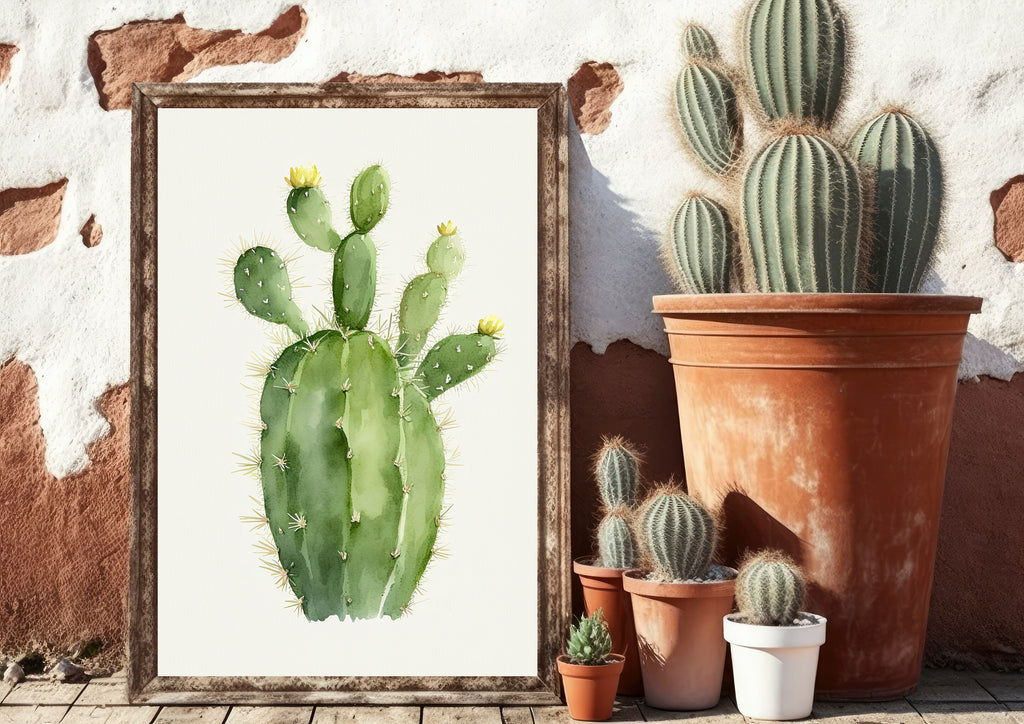 Cactus Plant Print Watercolor Painting Botanical Wall Art Southwest Artwork Gift Rustic Desert Home Decor